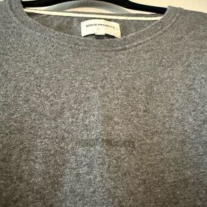 Norse Projects Menโs Gray Long Sleeve Crew Neck Pullover